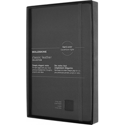 Moleskine Zápisník kožený tvrdé desky L, linkovaný, černý linkovaný A5 88 listů – Zboží Živě