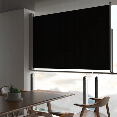 Greatstore Terasová zatahovací boční markýza 160 x 300 cm černá