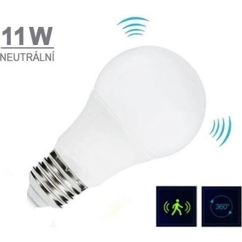 LED21 LED žárovka E27 11W s mikrovlným soumrakovým a pohybovým senzorem, CCD, 1055lm NEUTRÁLNÍ