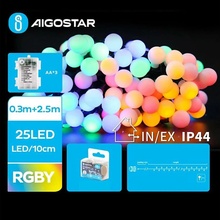 Aigostar B.V. Aigostar LED RGBY Venkovní vánoční řetěz 25xLED 3xAA 8 funkcí 2,8 m IP44 AI1154