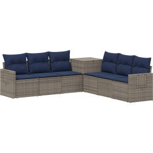 vidaXL Комплект дивани 7 бр. Сив и тъмен син 234 x 234 x 85 см (3448805)