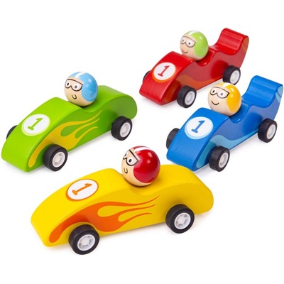 Bigjigs Farebné drevené pretekárske auto