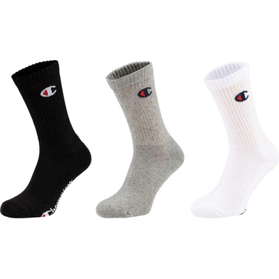 Champion 3PK CREW SOCKS čierna biela sivá