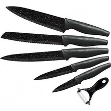 UTC Sada kuchynských nožov 5 ks + škrabka mramor/čierna UT0183