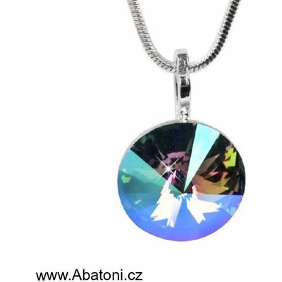 Swarovski Elements Stříbrný náhrdelník zelený fialový kulatý 54001.5
