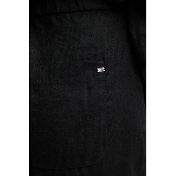 Tommy Hilfiger Ленен къс панталон Tommy Hilfiger в черно с изчистен дизайн с висока талия WW0WW46824 (WW0WW46824)