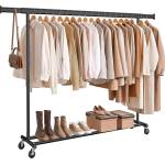 SONGMICS clothes rack on wheels, heavy-duty coat rack, extendable clothes rail, loads up to 150 kg, easy assembly, transportable, black HSR175B01 - UHSR175B01 (UHSR175B01)