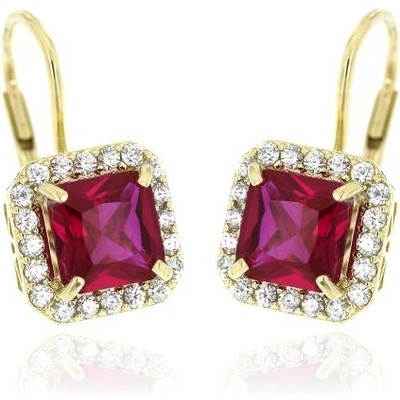 Zlatnictví U Kostela zlaté náušnice s červeným kamenem 280 čž