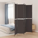 vidaXL Параван за стая, 4 панела, кафяв, 200x220 cм, плат (350247)