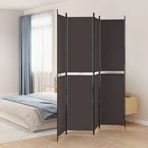 vidaXL Параван за стая, 4 панела, кафяв, 200x220 cм, плат (350247)