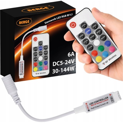 BERGE Dálkové ovládání pro RGB LED pásky 6A 72W 5-24V 12V Více funkcí Rádiové BAS004