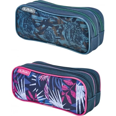 Herlitz Ученически несесер празен, двоен, 2 ципа, Camo Tiger Indigo Flower - Herlitz, асортимент