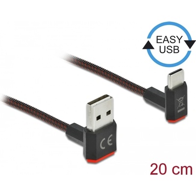 Delock EASY-USB 2.0 кабел Щепсел за конектор тип А - Щепсел за конектор USB Type-C, извит нагоре / надолу