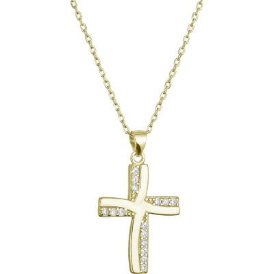Pavona Pozlátený strieborný náhrdelník kríž so zirkónmi 12135.1 crystal