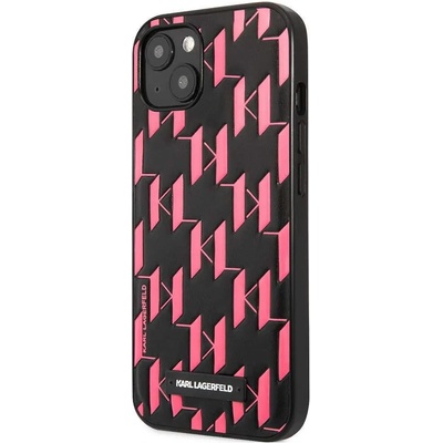 KARL LAGERFELD Monogram Plaque Case - дизайнерски кожен кейс за iPhone 13 mini (черен)