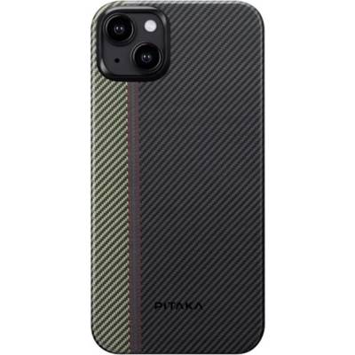 PITAKA MagEZ 4 600D Fusion Weaving Aramid Fiber MagSafe Case - кевларен кейс с MagSafe за iPhone 15 (черен-зелен)
