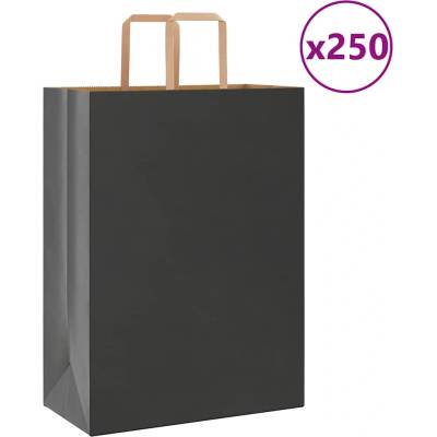 vidaXL Хартиени торбички 250 бр с дръжки черни 32x17x44 см (4101874)