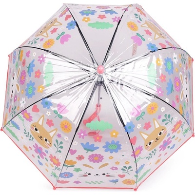Dětský průhledný vystřelovací deštník korálová světlá