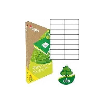 Etikety univerzálne recyklované 105x37mm Agipa A4 100 hárkov