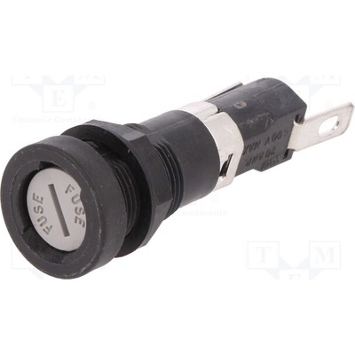 LITTELFUSE 03450611H Zásuvka; 6,3x32mm; 16A; 250V; na panel; Výv: přímé; Otv: Ø12,7mm