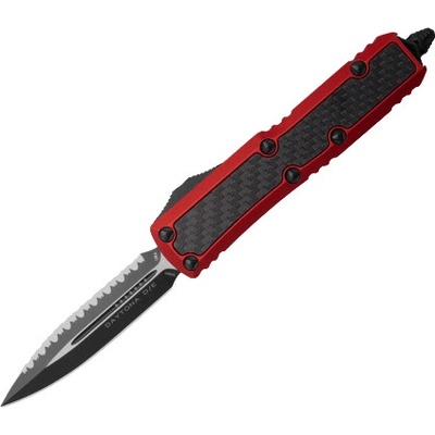 Microtech Daytona D/E SS Red CF Inlay Full Serrated 126-3RDCFIS