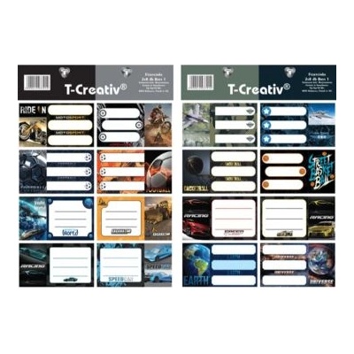 Tip-Top T-Creativ: Етикети за книжки за момчета, 16 броя - различни