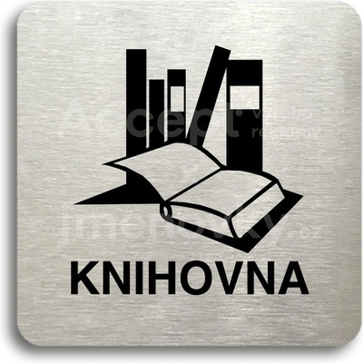 ACCEPT Piktogram knihovna - stříbrná tabulka - černý tisk bez rámečku