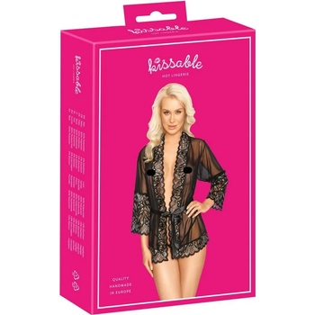 Image 1 of Kissable Целувка - къс халат (черен)