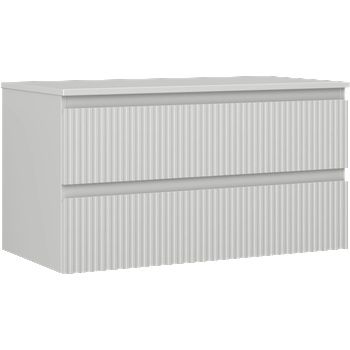 Mexen Rivel шкаф за баня под умивалник 90 см с плот, 2 чекмеджета, оребрен, сив (91A20-09047-2-BFFC62)