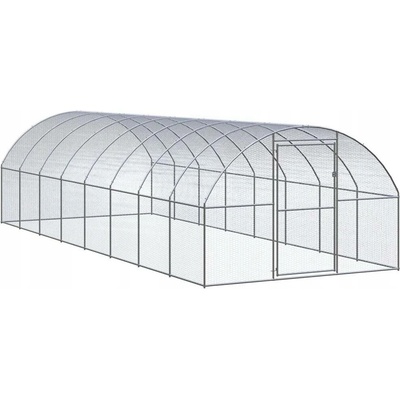 VidaXl Venkovní klec pro kuřata 3x8x2 m ocel stříbrná