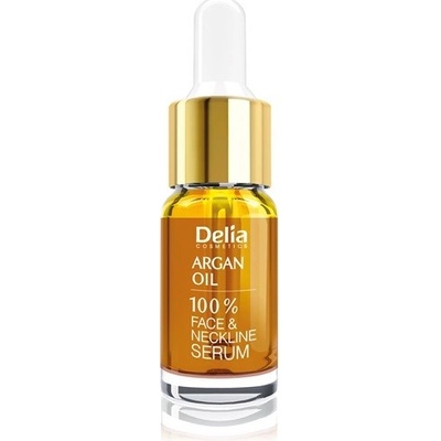 Delia Cosmetics 100% Serum Argan Oil intenzívne regeneračné a omladzujúce sérum s argánovým olejom na tvár krk a dekolt Paraben Free 10 ml