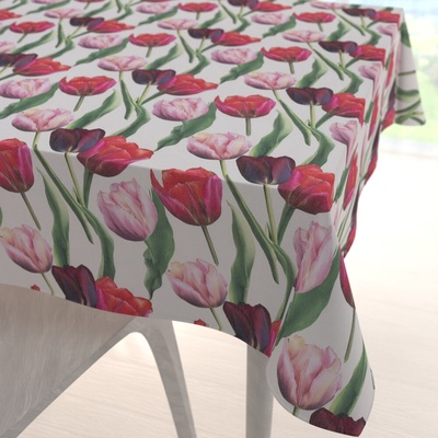 Biante Dekoračný štvorcový obrus Terra TRA-001 Tulipány na dymovo sivom 120x120 cm