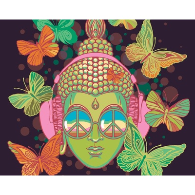 ZUTY Malování podle čísel ZELENÝ BUDDHA A MOTÝLI 40 x 50 cm