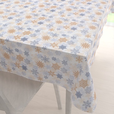 Biante Vianočný obrus PML-041 Modrosivé a béžové vločky 50x100cm