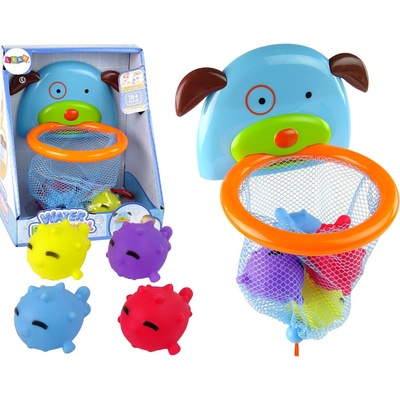mamido Mini basketbal Bath Toy Basket Dog Rubber Fish