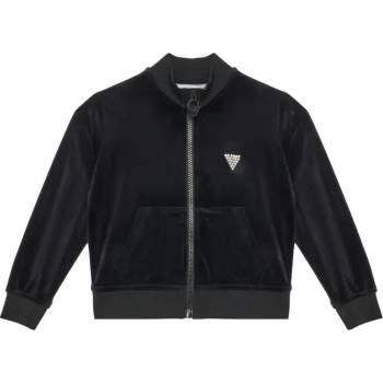 GUESS Черен плътен плюшен суичър за момиче с кристали Guess