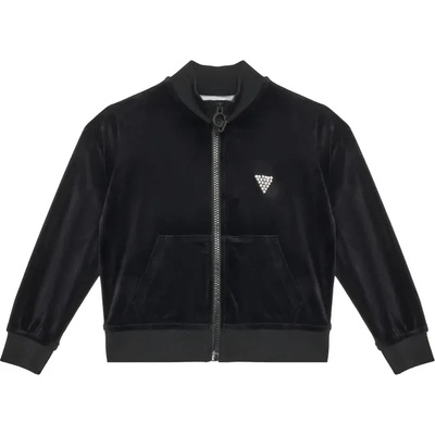 GUESS Черен плътен плюшен суичър за момиче с кристали Guess