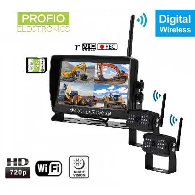 Couvací kamery s monitorem bezdratove s nahráváním na SD - 2x AHD wifi kamera + 7 
