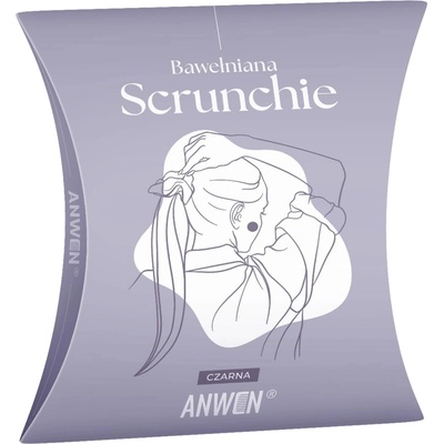 Anwen - Bavlnená Scrunchie - Čierna gumička do vlasov - 1ks