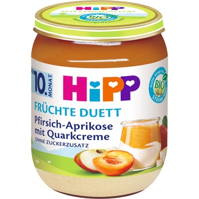 HIPP BIO Ovocný duet Broskyňa -Marhuľa s tvarohovým krémom 160 g