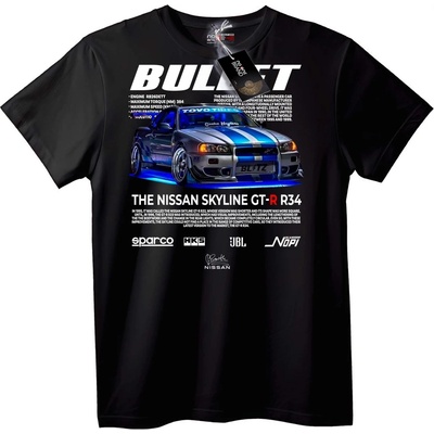 Тениска Nissan Skyline GT-R R34 Куршум - XL, Black