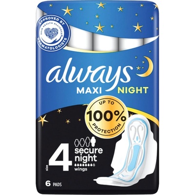 Always Classic Maxi Night hygienické vložky s křidélky 6 ks