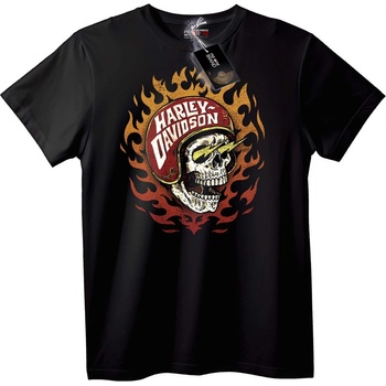 NOONEBRAND Тениска с Lebka и Пламък на Harley-Davidson - L, White