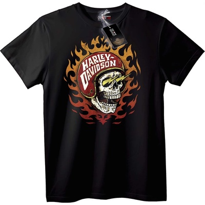 NOONEBRAND Тениска с Lebka и Пламък на Harley-Davidson - L, White