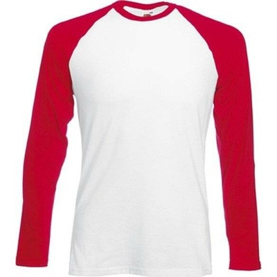 Fruit of the Loom tričko Baseball s dlouhým rukávem červená F296 bílá