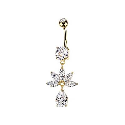 Šperky4U Zlacený visací piercing do pupíku WP0131-GD