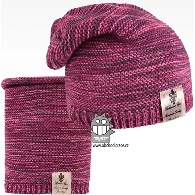 Dráče Čepice pletená a nákrčník Colors set 08 růžový melír Růžová