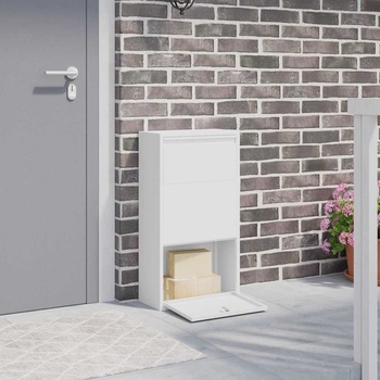 vidaXL Пощенска кутия за пратки с врата Бяло 44 x 22 x 82 см Стомана (874920)