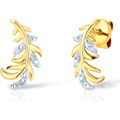 SAVICKI Обеци листа Savicki: злато, диаманти