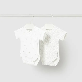 Mayoral Сет 2 къси бодита в Бял цвят за новородено бебе Mayoral